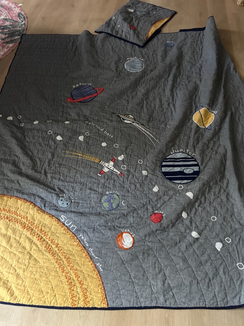 🩷Pottery Barn Kids OUTER SPACE F/Q quilt with sham